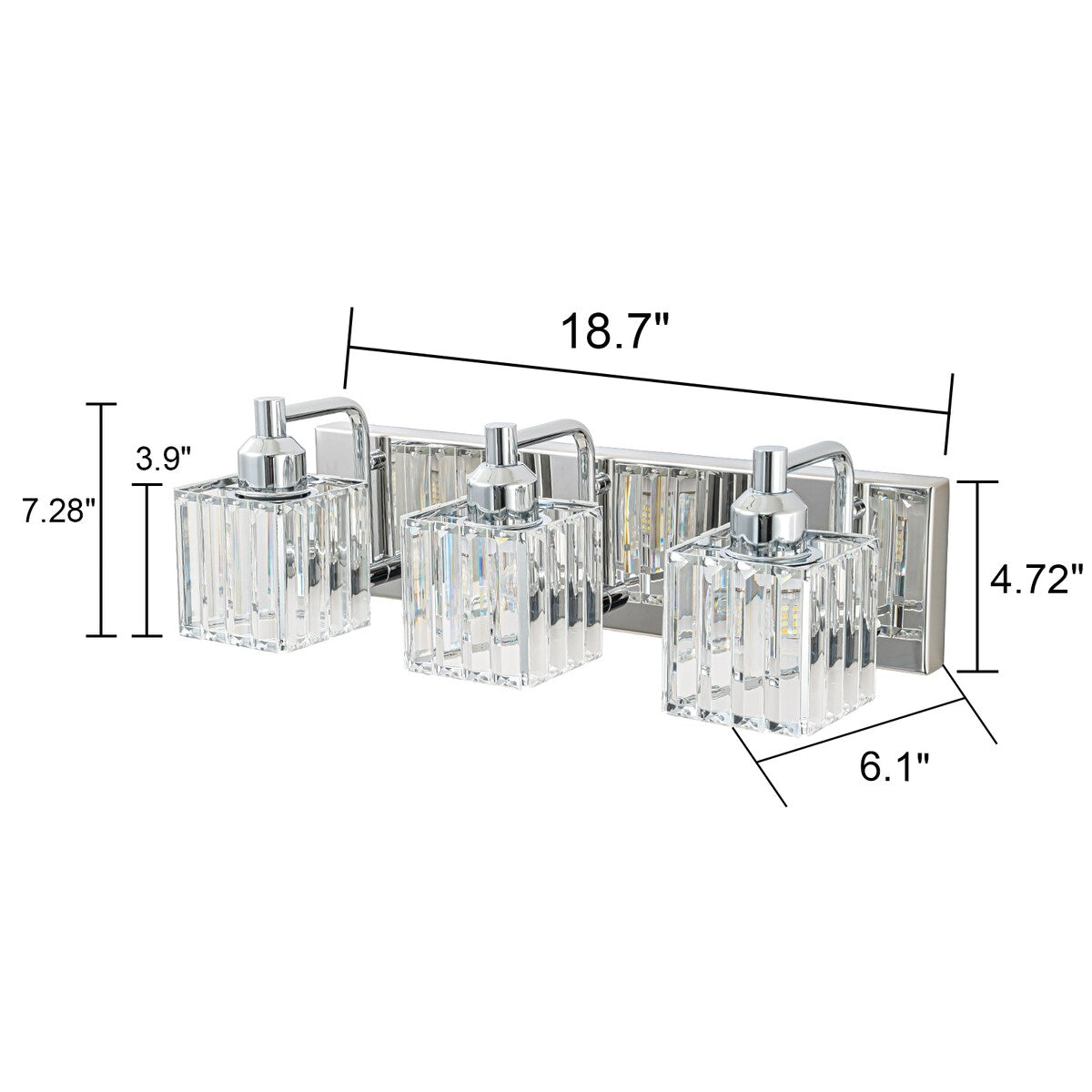 Dimmable Square Bathroom Crystal Vanity Light Wall Sconces