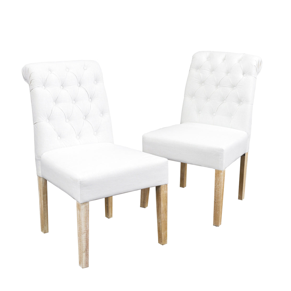 Dinah Roll Top White Fabric Dining Chair (Set of 2) by Christopher Knight Home - N/A