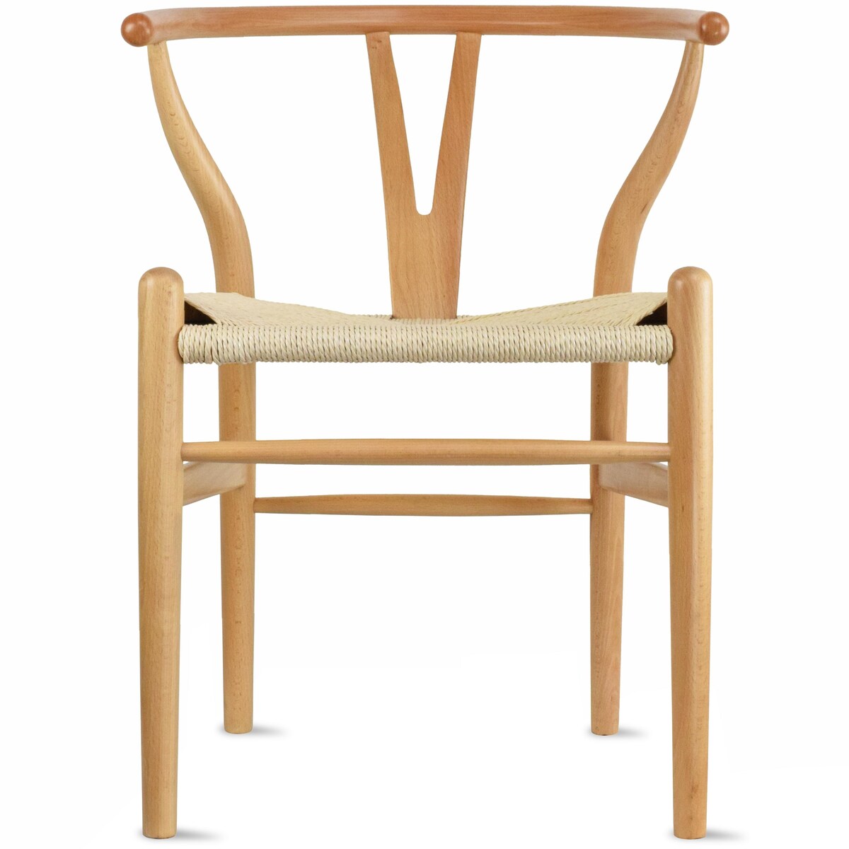 Y Back Wooden Dining Chair with Woven Seat, Farmhouse Style Elbow Chair for Home Kitchen & Office Use, Natural