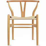 Y Back Wooden Dining Chair with Woven Seat, Farmhouse Style Elbow Chair for Home Kitchen & Office Use, Natural