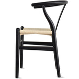 Y Back Wooden Dining Chair with Woven Seat, Farmhouse Style Elbow Chair for Home Kitchen & Office Use, Natural