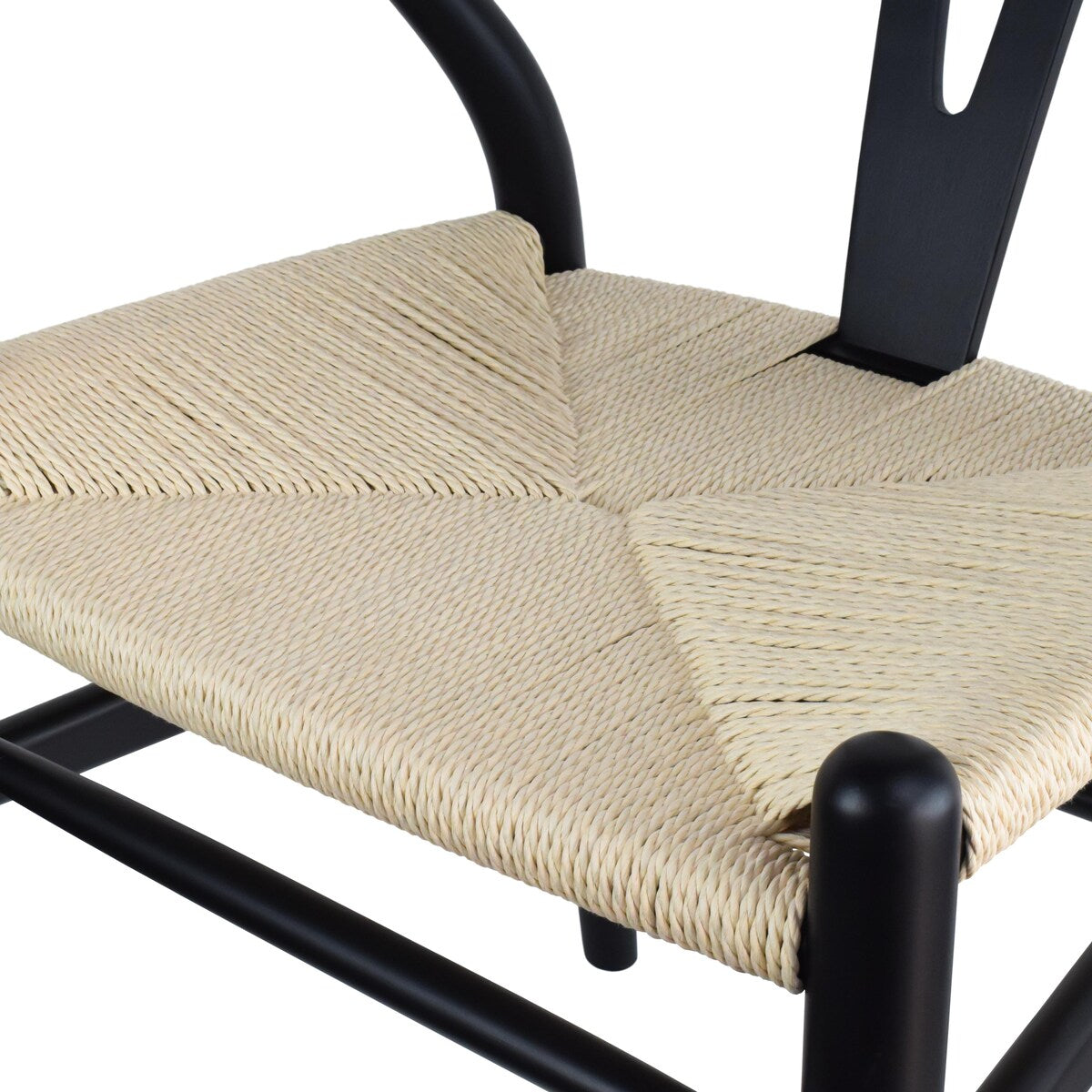 Y Back Wooden Dining Chair with Woven Seat, Farmhouse Style Elbow Chair for Home Kitchen & Office Use, Natural