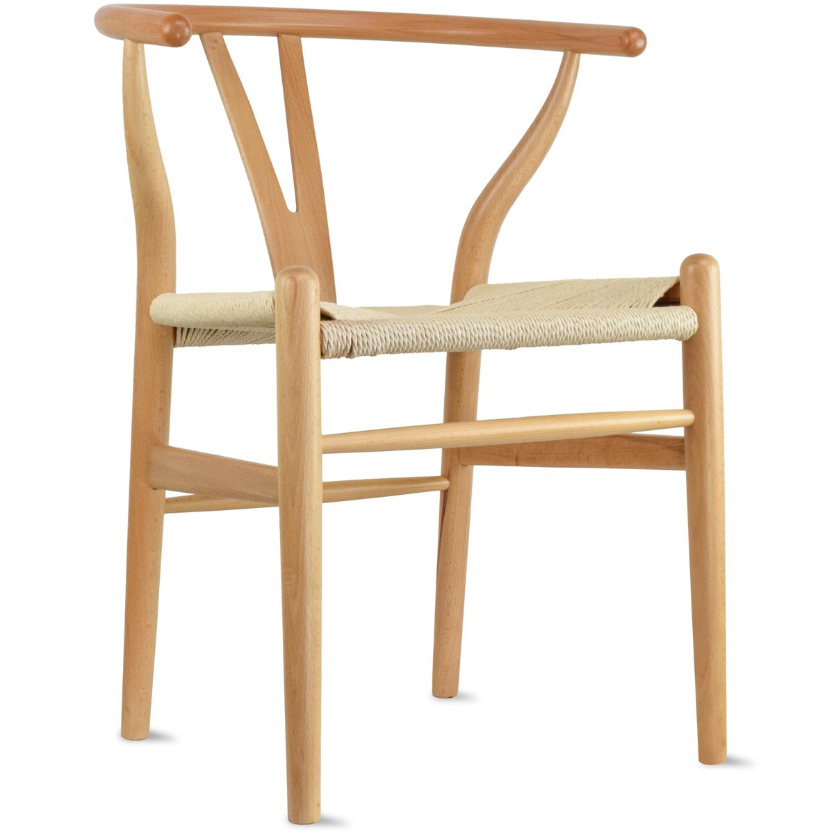 Y Back Wooden Dining Chair with Woven Seat, Farmhouse Style Elbow Chair for Home Kitchen & Office Use, Natural