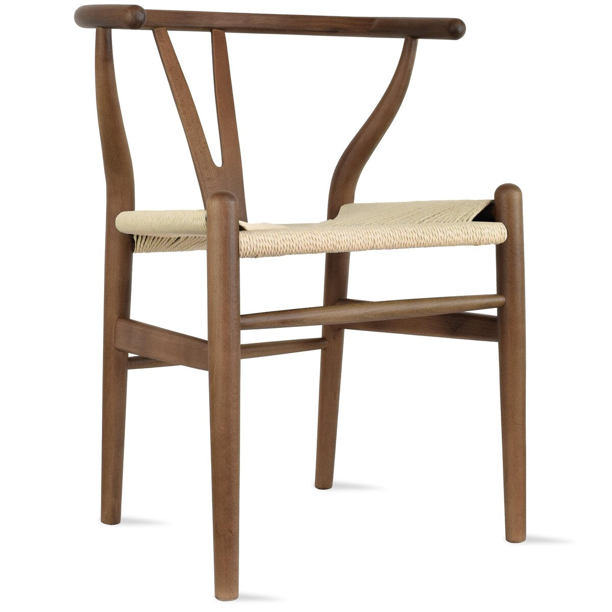 Y Back Wooden Dining Chair with Woven Seat, Farmhouse Style Elbow Chair for Home Kitchen & Office Use, Natural