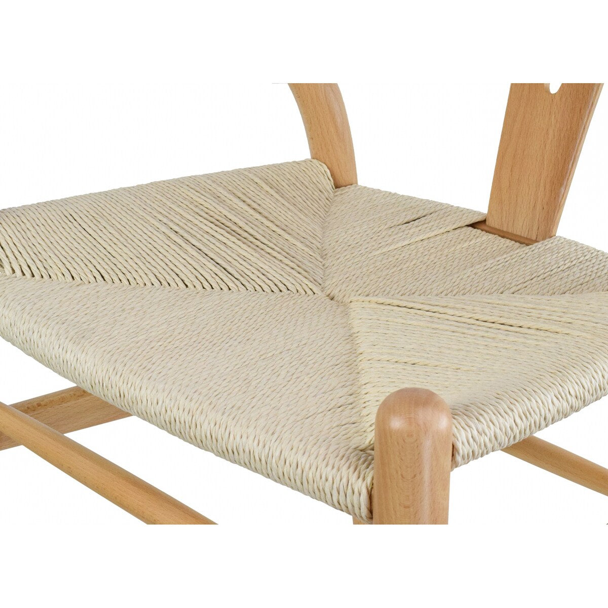 Y Back Wooden Dining Chair with Woven Seat, Farmhouse Style Elbow Chair for Home Kitchen & Office Use, Natural