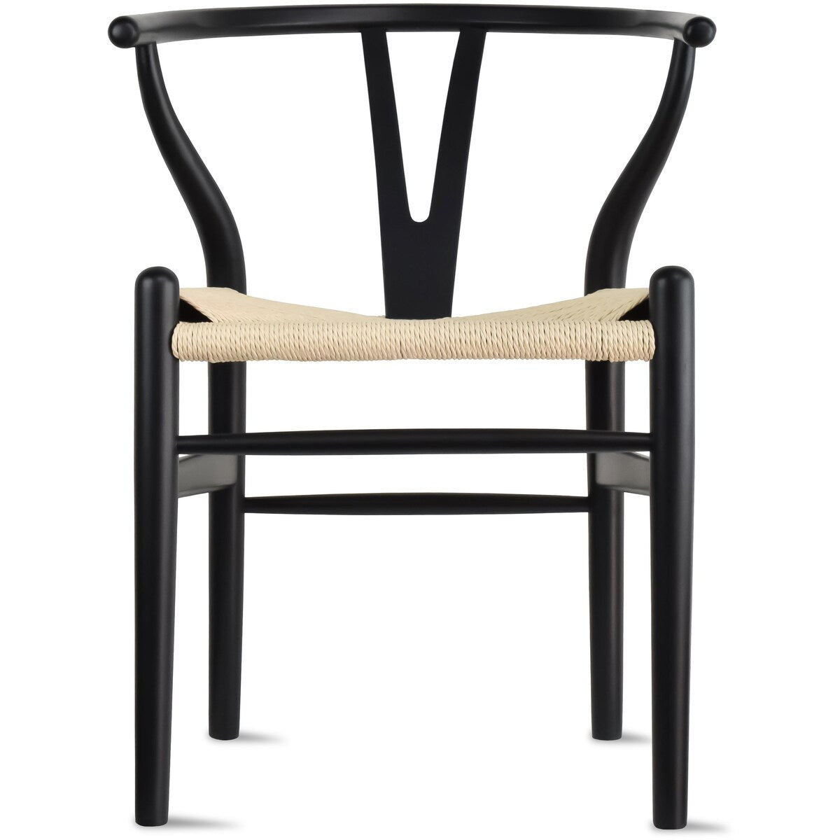Y Back Wooden Dining Chair with Woven Seat, Farmhouse Style Elbow Chair for Home Kitchen & Office Use, Natural