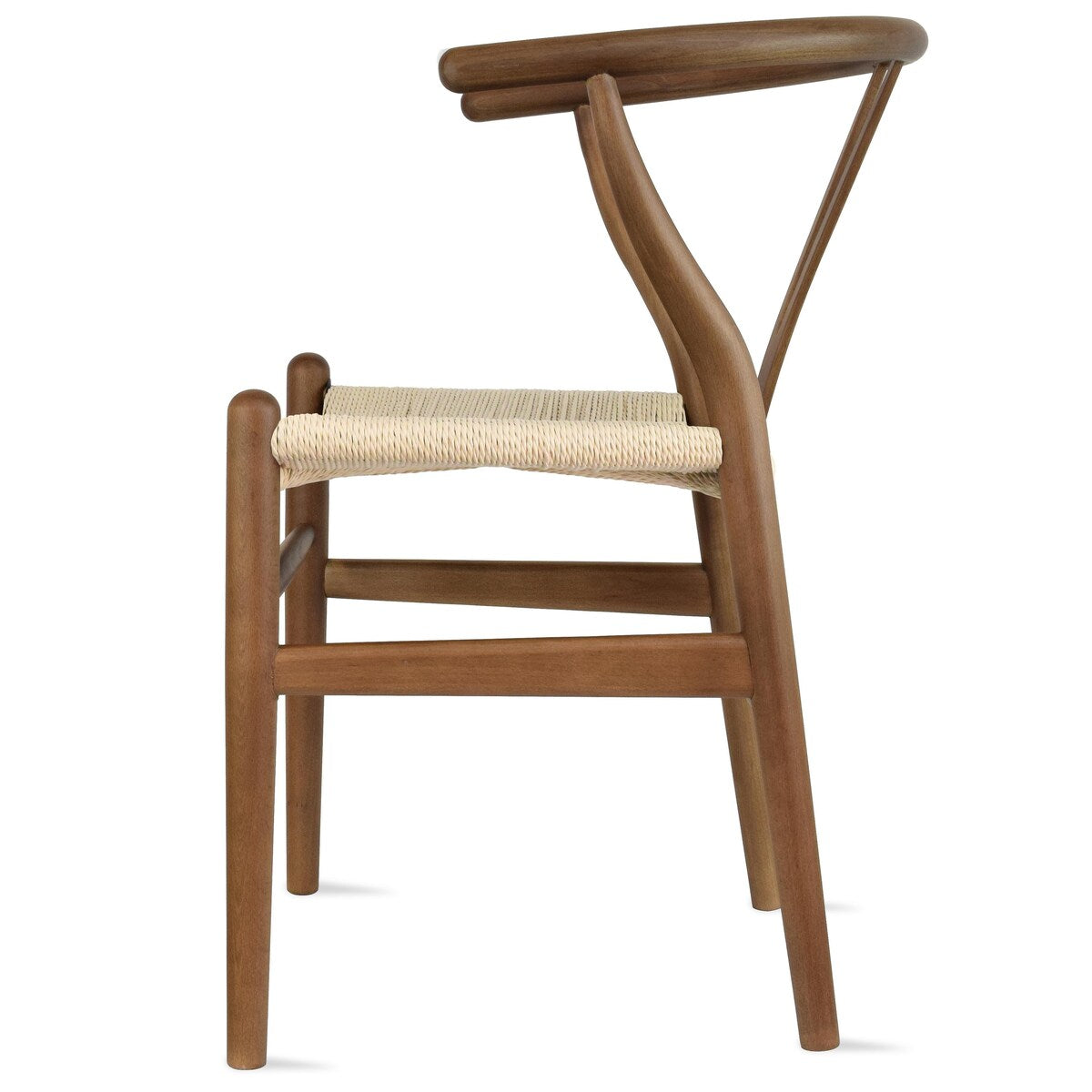 Y Back Wooden Dining Chair with Woven Seat, Farmhouse Style Elbow Chair for Home Kitchen & Office Use, Natural