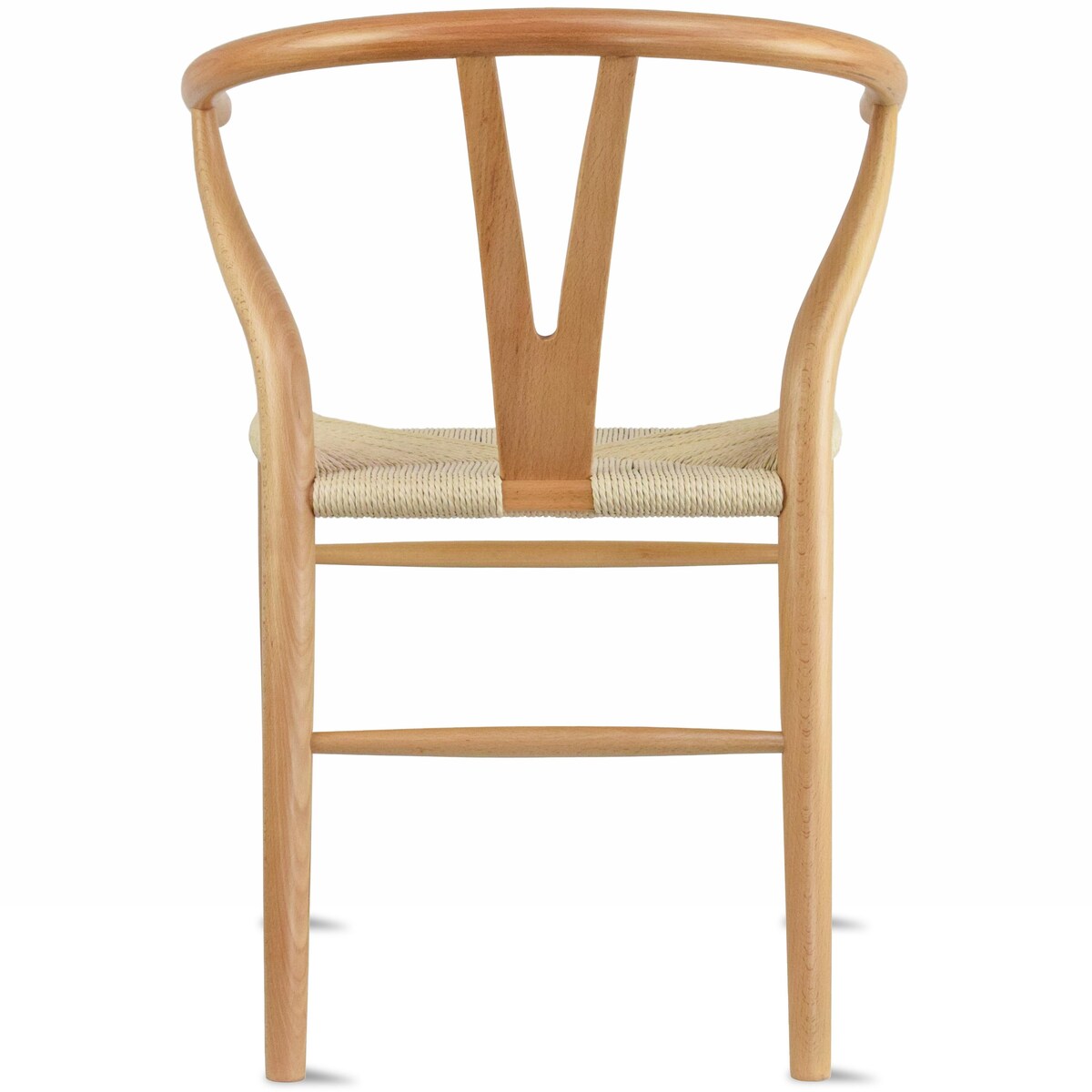 Y Back Wooden Dining Chair with Woven Seat, Farmhouse Style Elbow Chair for Home Kitchen & Office Use, Natural