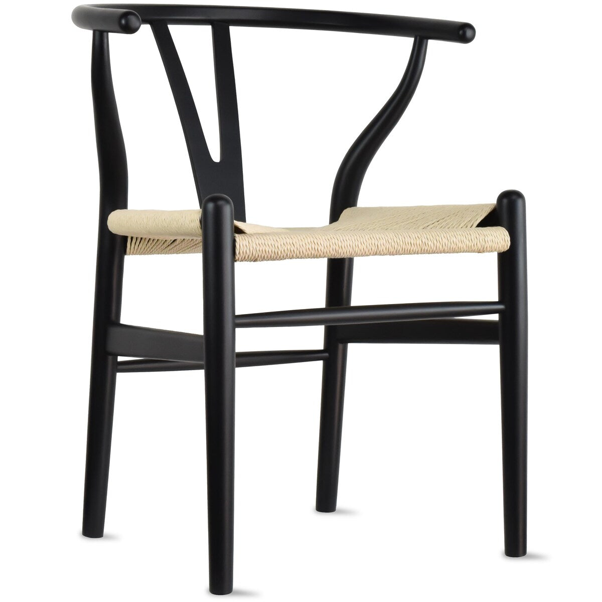 Y Back Wooden Dining Chair with Woven Seat, Farmhouse Style Elbow Chair for Home Kitchen & Office Use, Natural