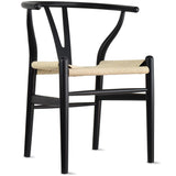Y Back Wooden Dining Chair with Woven Seat, Farmhouse Style Elbow Chair for Home Kitchen & Office Use, Natural