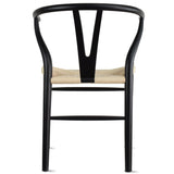 Y Back Wooden Dining Chair with Woven Seat, Farmhouse Style Elbow Chair for Home Kitchen & Office Use, Natural