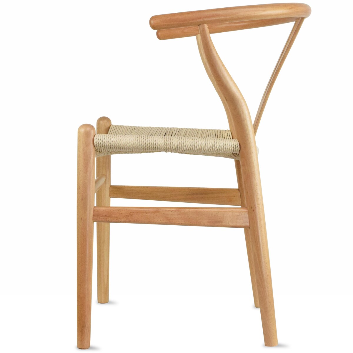 Y Back Wooden Dining Chair with Woven Seat, Farmhouse Style Elbow Chair for Home Kitchen & Office Use, Natural
