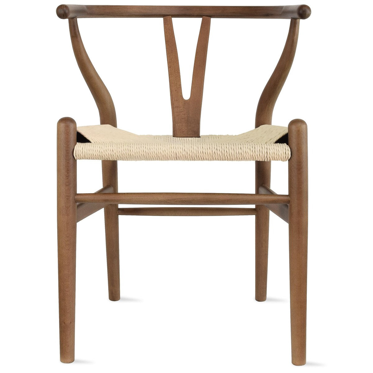 Y Back Wooden Dining Chair with Woven Seat, Farmhouse Style Elbow Chair for Home Kitchen & Office Use, Natural