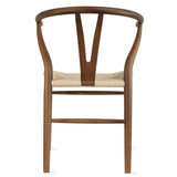 Y Back Wooden Dining Chair with Woven Seat, Farmhouse Style Elbow Chair for Home Kitchen & Office Use, Natural