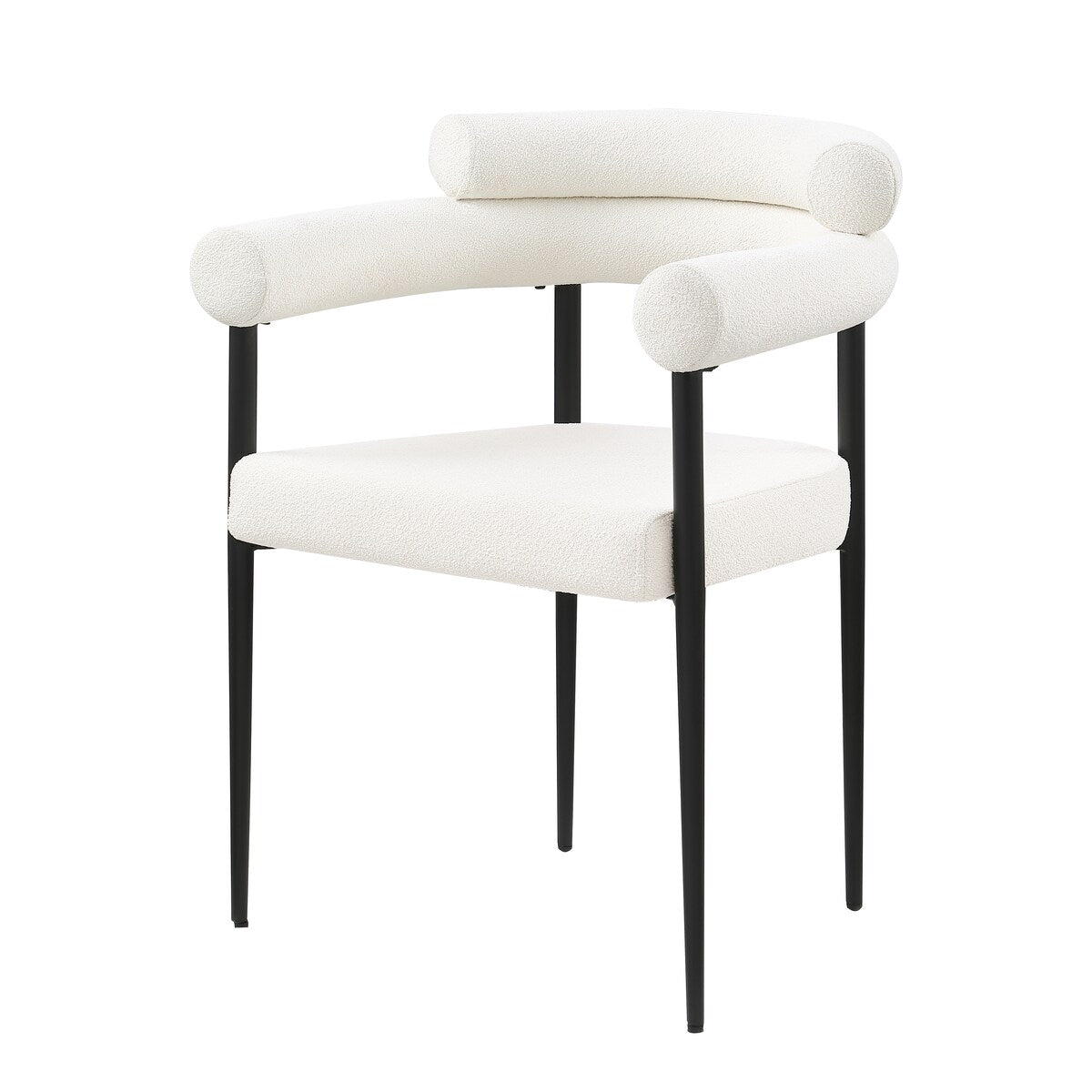 Dining Chairs Set of 2, Kitchen Dining Room Chairs, Round Boucle Backrest Sherpa Dining Chair with Brushed Bronze Metal Legs