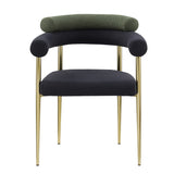 Dining Chairs Set of 2, Kitchen Dining Room Chairs, Round Boucle Backrest Sherpa Dining Chair with Brushed Bronze Metal Legs