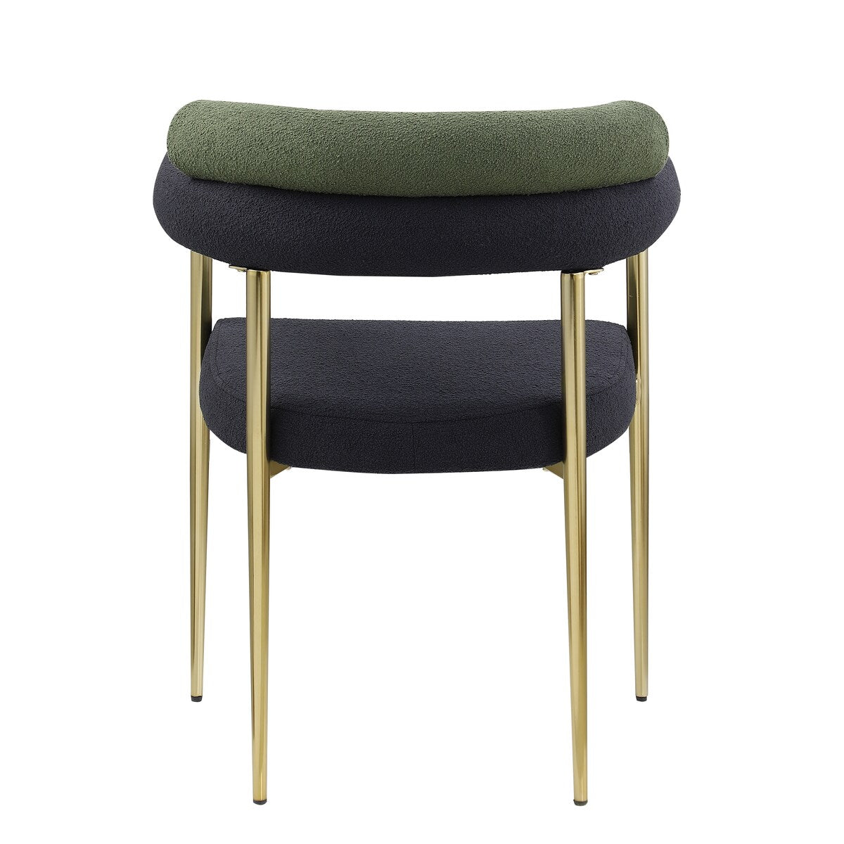 Dining Chairs Set of 2, Kitchen Dining Room Chairs, Round Boucle Backrest Sherpa Dining Chair with Brushed Bronze Metal Legs