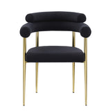 Dining Chairs Set of 2, Kitchen Dining Room Chairs, Round Boucle Backrest Sherpa Dining Chair with Brushed Bronze Metal Legs