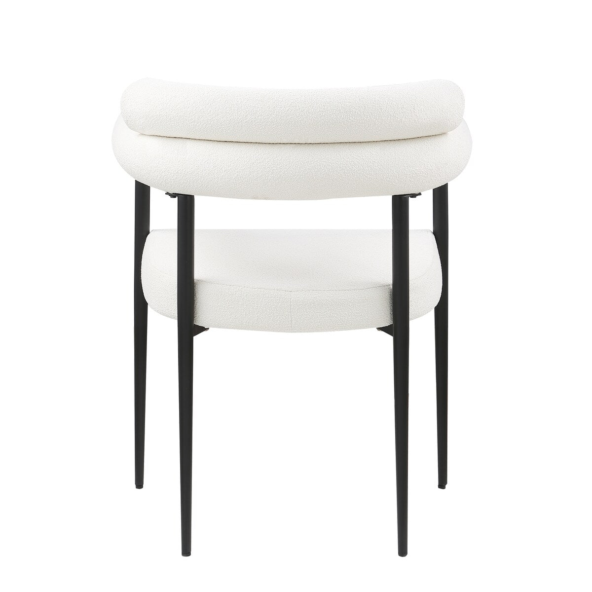 Dining Chairs Set of 2, Kitchen Dining Room Chairs, Round Boucle Backrest Sherpa Dining Chair with Brushed Bronze Metal Legs