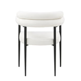 Dining Chairs Set of 2, Kitchen Dining Room Chairs, Round Boucle Backrest Sherpa Dining Chair with Brushed Bronze Metal Legs