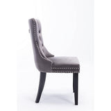 Dining Chairs Set of 2, Upholstered Accent Chair Button Tufted Armless Chair with Back Ring Pull and Nailhead Trim