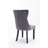 Dining Chairs Set of 2, Upholstered Accent Chair Button Tufted Armless Chair with Back Ring Pull and Nailhead Trim
