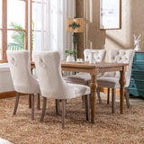 Dining Chairs Set of 2, Upholstered Accent Chair Button Tufted Armless Chair with Back Ring Pull and Nailhead Trim