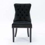 Dining Chairs Set of 2, Upholstered Accent Chair Button Tufted Armless Chair with Back Ring Pull and Nailhead Trim