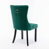 Dining Chairs Set of 2, Upholstered Accent Chair Button Tufted Armless Chair with Back Ring Pull and Nailhead Trim