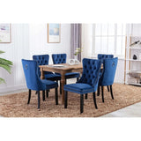 Dining Chairs Set of 2, Upholstered Accent Chair Button Tufted Armless Chair with Back Ring Pull and Nailhead Trim