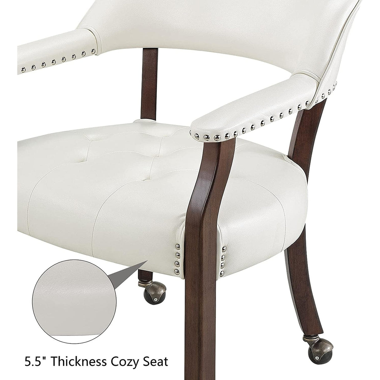 Dining Chairs with Casters Solid Wood Frame Poker Table Chairs