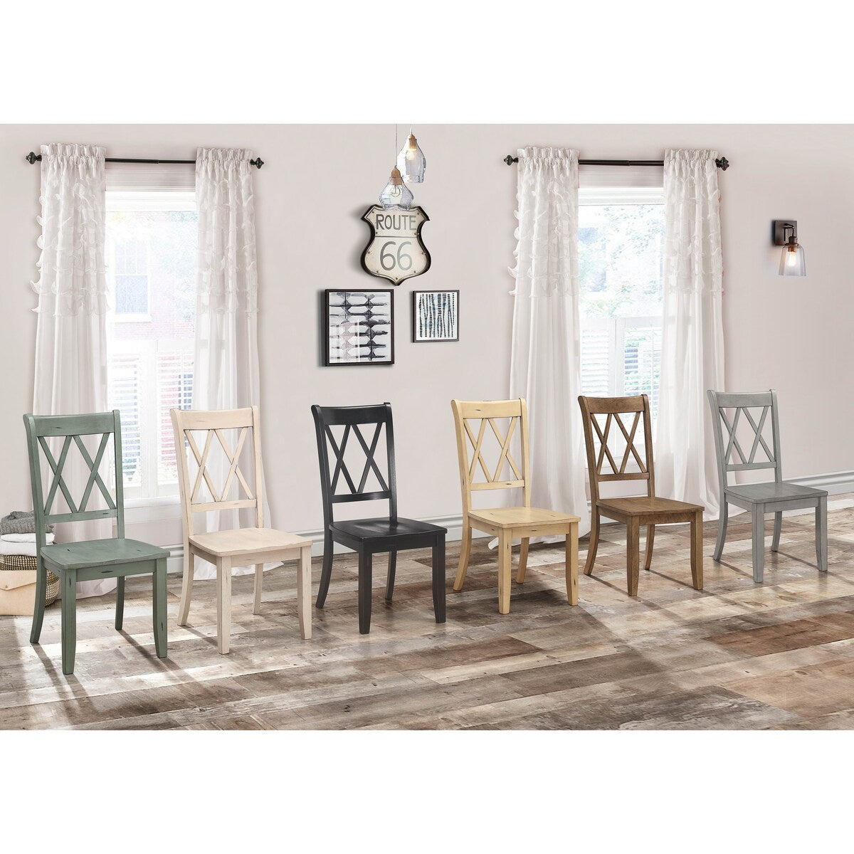 Dining Room Chairs Set of 2 Teal Wooden Farmhouse Kitchen Chairs Armless Dining Chairs