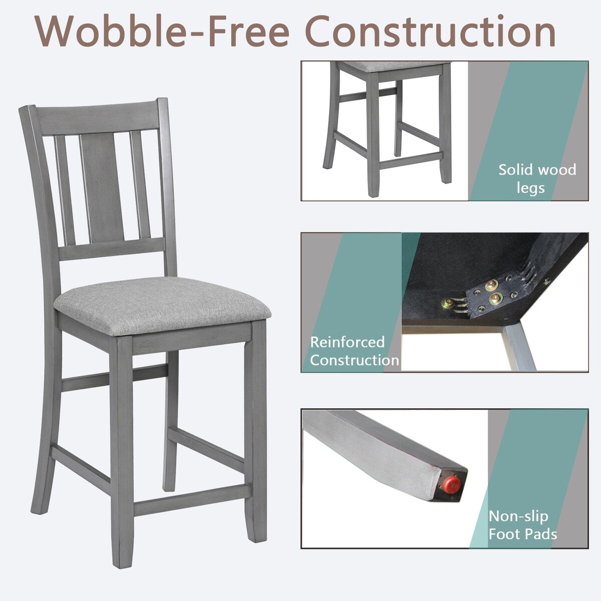Dining Room Furniture Counter Height Chairs Set of 4, Kitchen Chair with Padded Seat, Upholstered Side Chair for Dining Room
