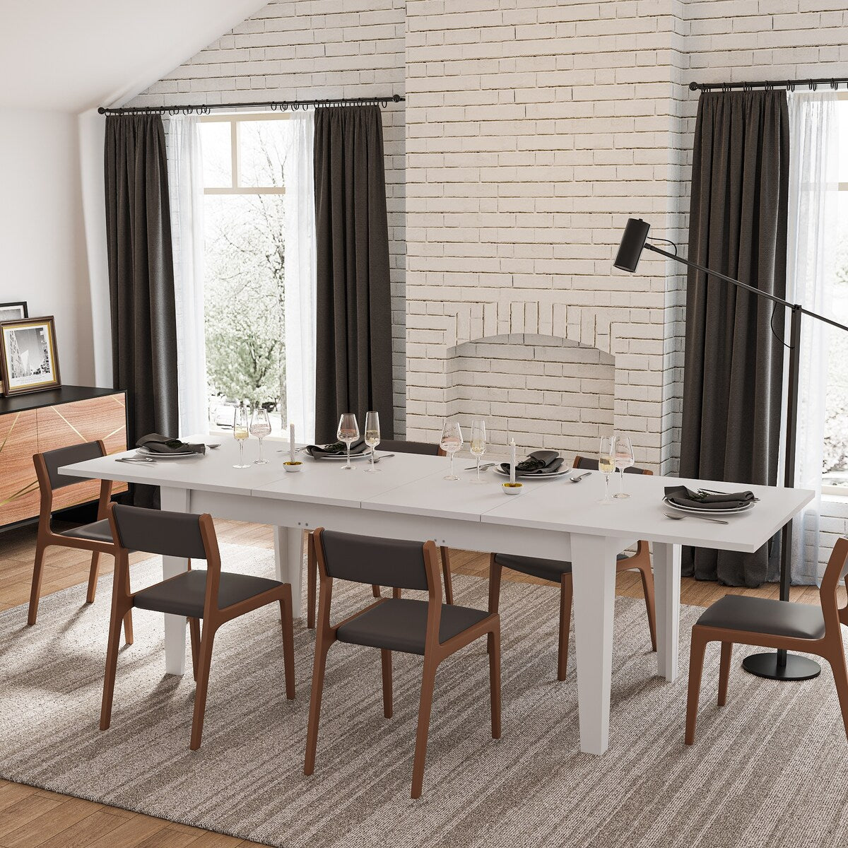 Dining Table 106.3" Large Extendable Kitchen Table for Living Room Dining room