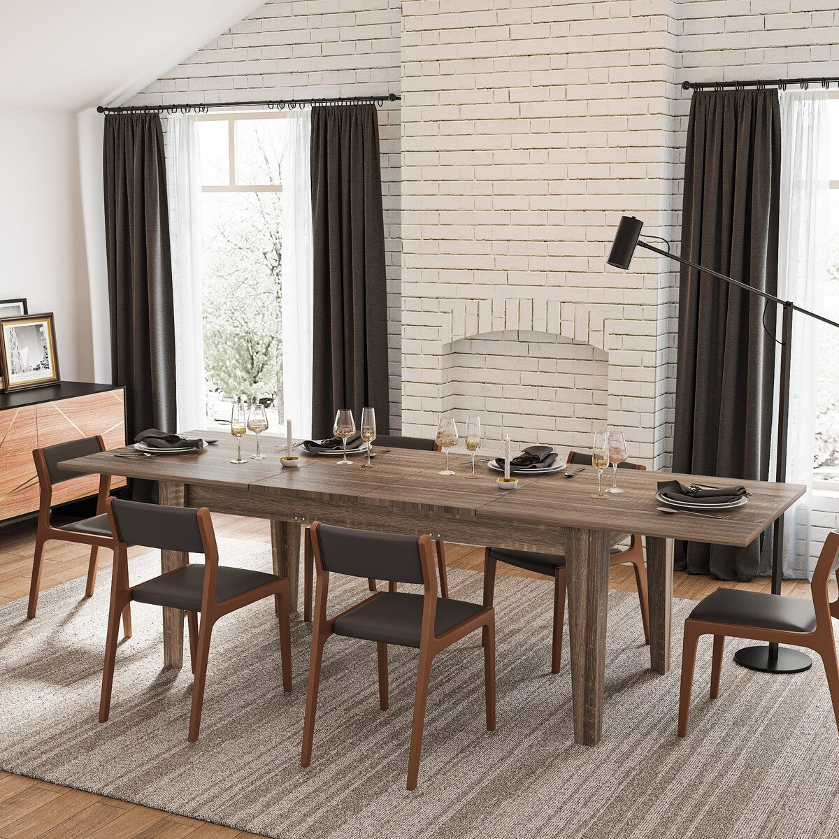 Dining Table 106.3" Large Extendable Kitchen Table for Living Room Dining room