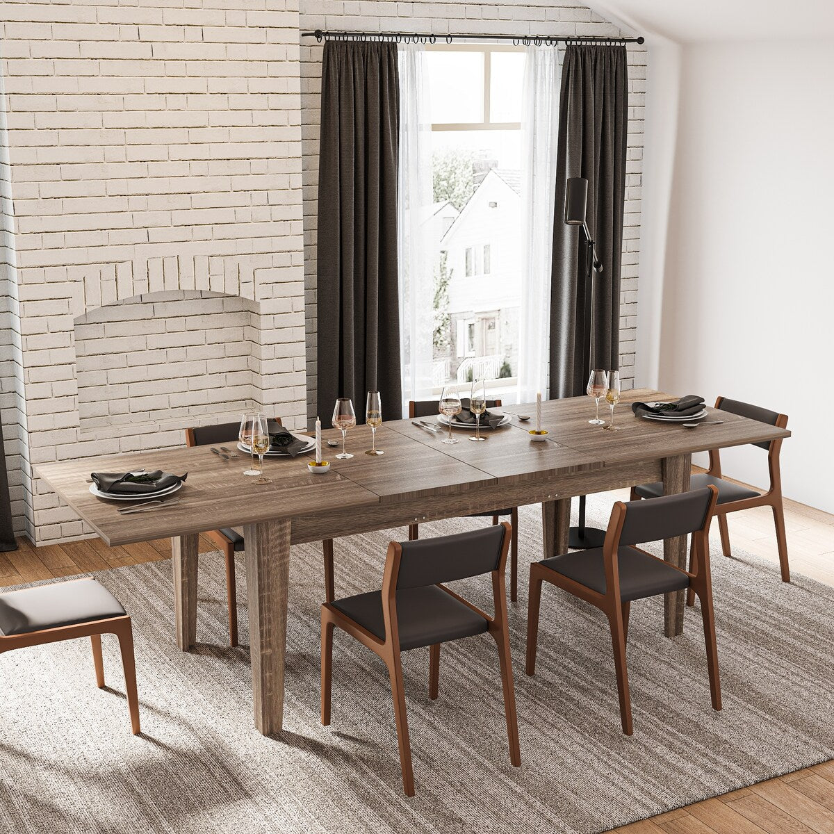 Dining Table 106.3" Large Extendable Kitchen Table for Living Room Dining room