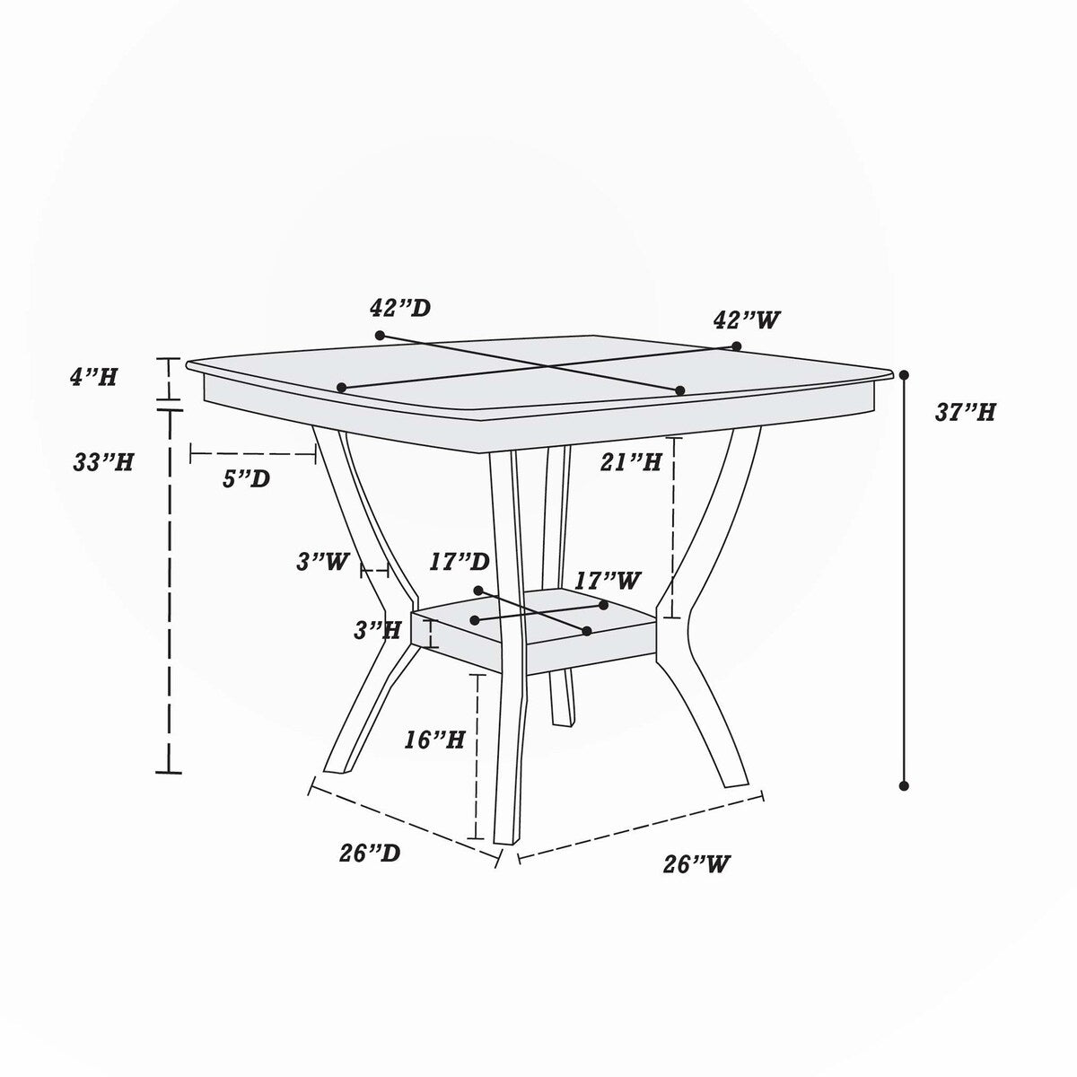 Dining Table Counter Height Dining Table 1pc