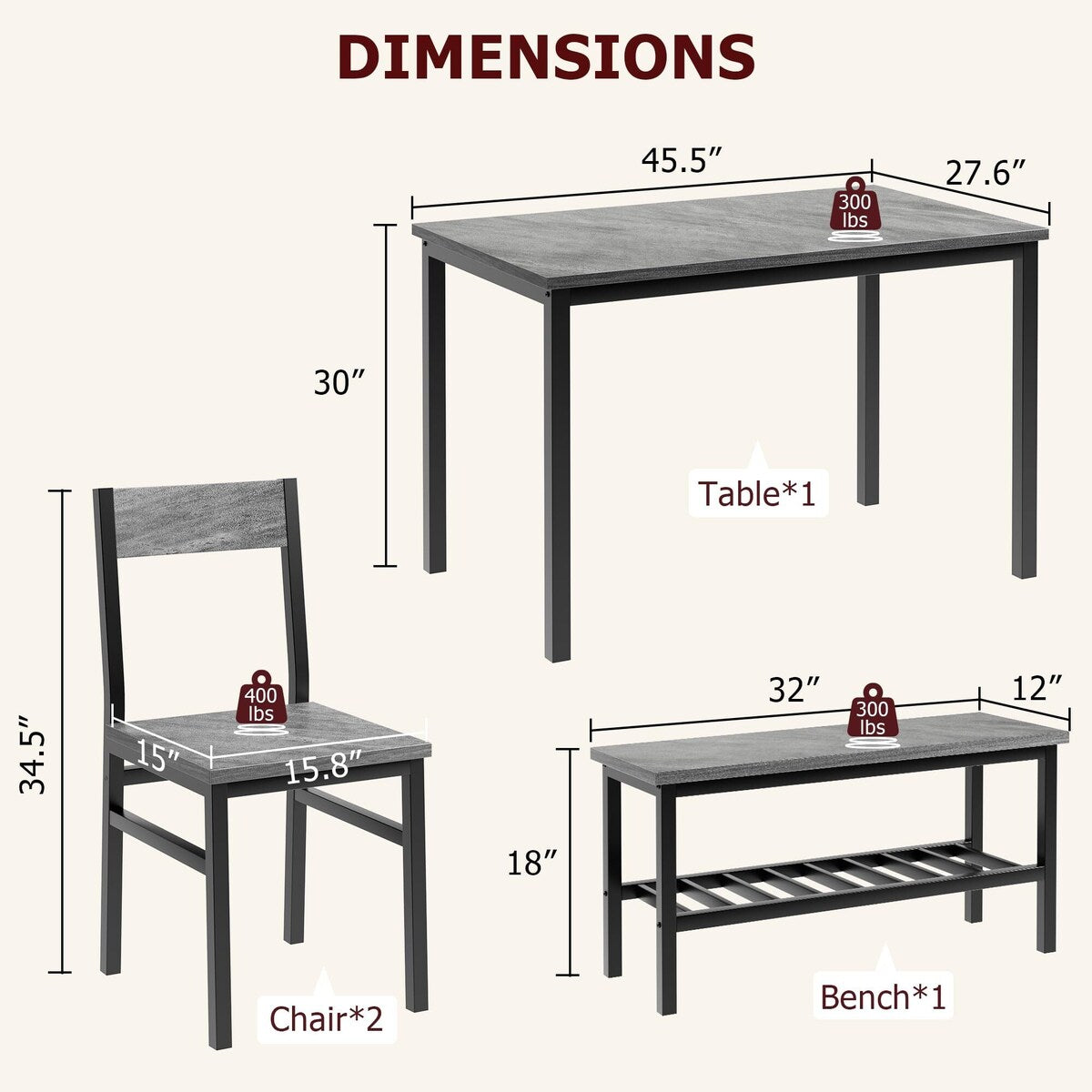 Dining Table Set for 4