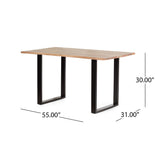 Dining Table for Dining Room, Home Office, Living Room Furniture, Easy Assembly,Black + Natural