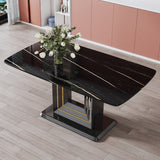 Dining table with imitation marble pattern desktop
