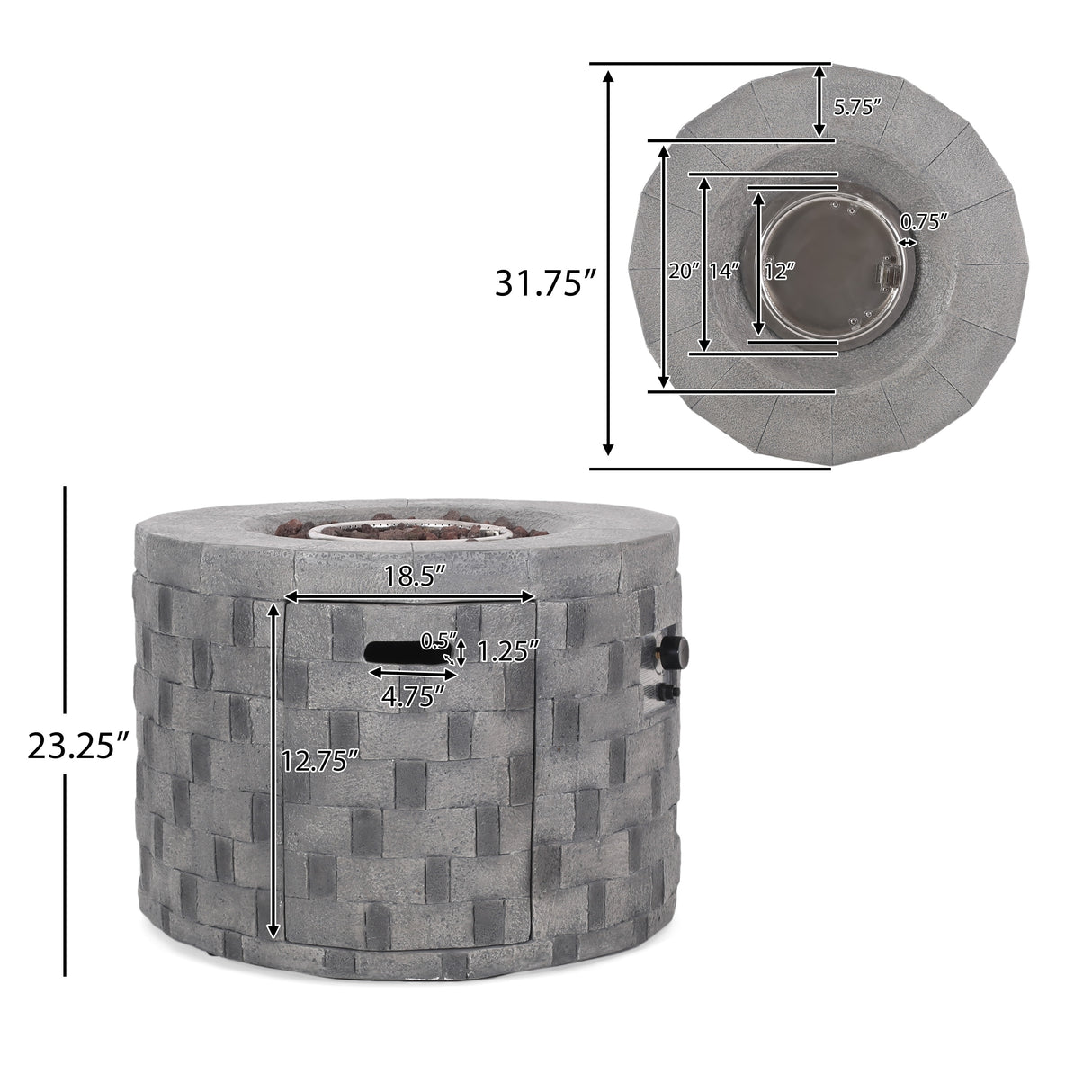 Dino Outdoor Lightweight Concrete Circular Fire Pit by Christopher Knight Home
