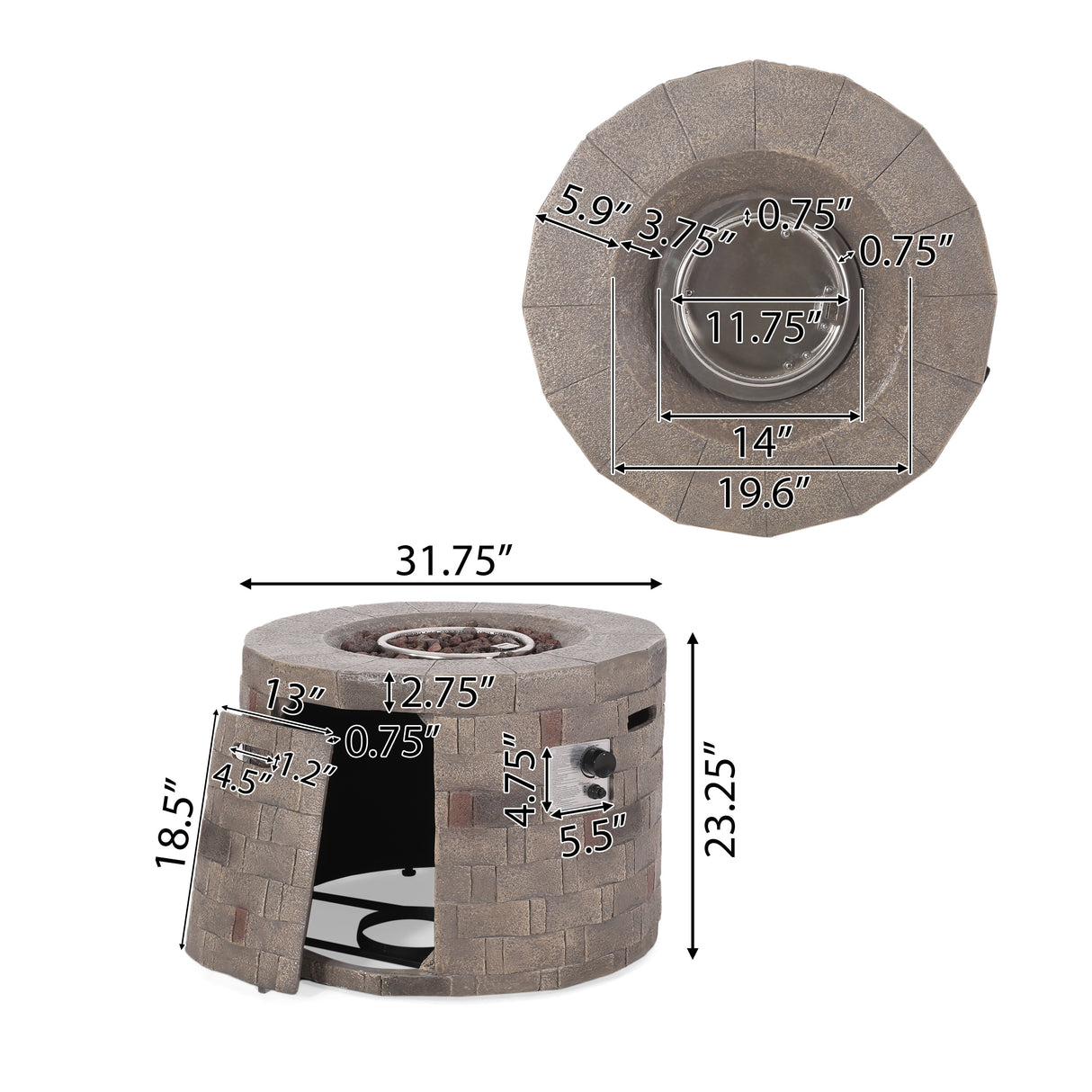 Dino Outdoor Lightweight Concrete Circular Fire Pit by Christopher Knight Home
