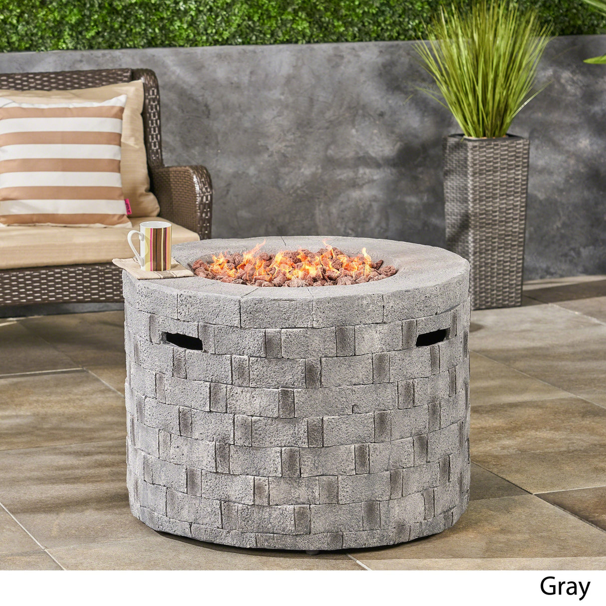 Dino Outdoor Lightweight Concrete Circular Fire Pit by Christopher Knight Home