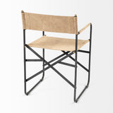 Direttore Tan Genuine Leather Seat w/ Black Iron Frame Dining Chair - 19.7"W x 21.7"D x 33"H