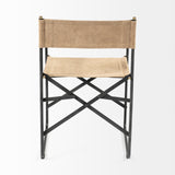 Direttore Tan Genuine Leather Seat w/ Black Iron Frame Dining Chair - 19.7"W x 21.7"D x 33"H