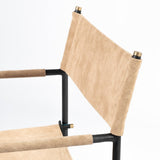 Direttore Tan Genuine Leather Seat w/ Black Iron Frame Dining Chair - 19.7"W x 21.7"D x 33"H