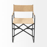 Direttore Tan Genuine Leather Seat w/ Black Iron Frame Dining Chair - 19.7"W x 21.7"D x 33"H