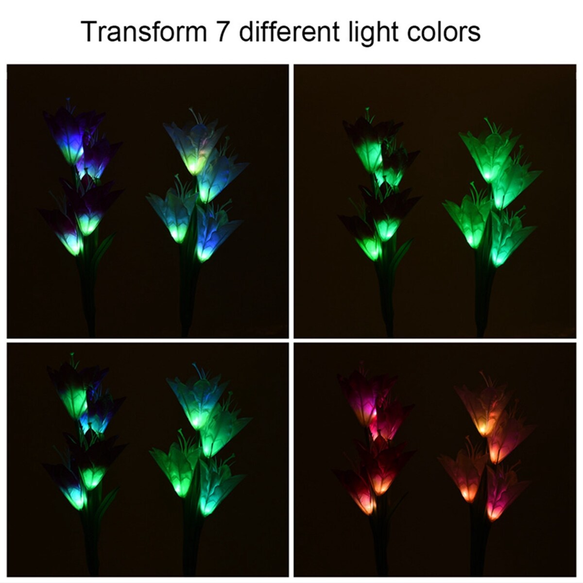 Discoloration 4 Solar L-ily LED Solar Flower Light 2 Pack (Red and Purple)