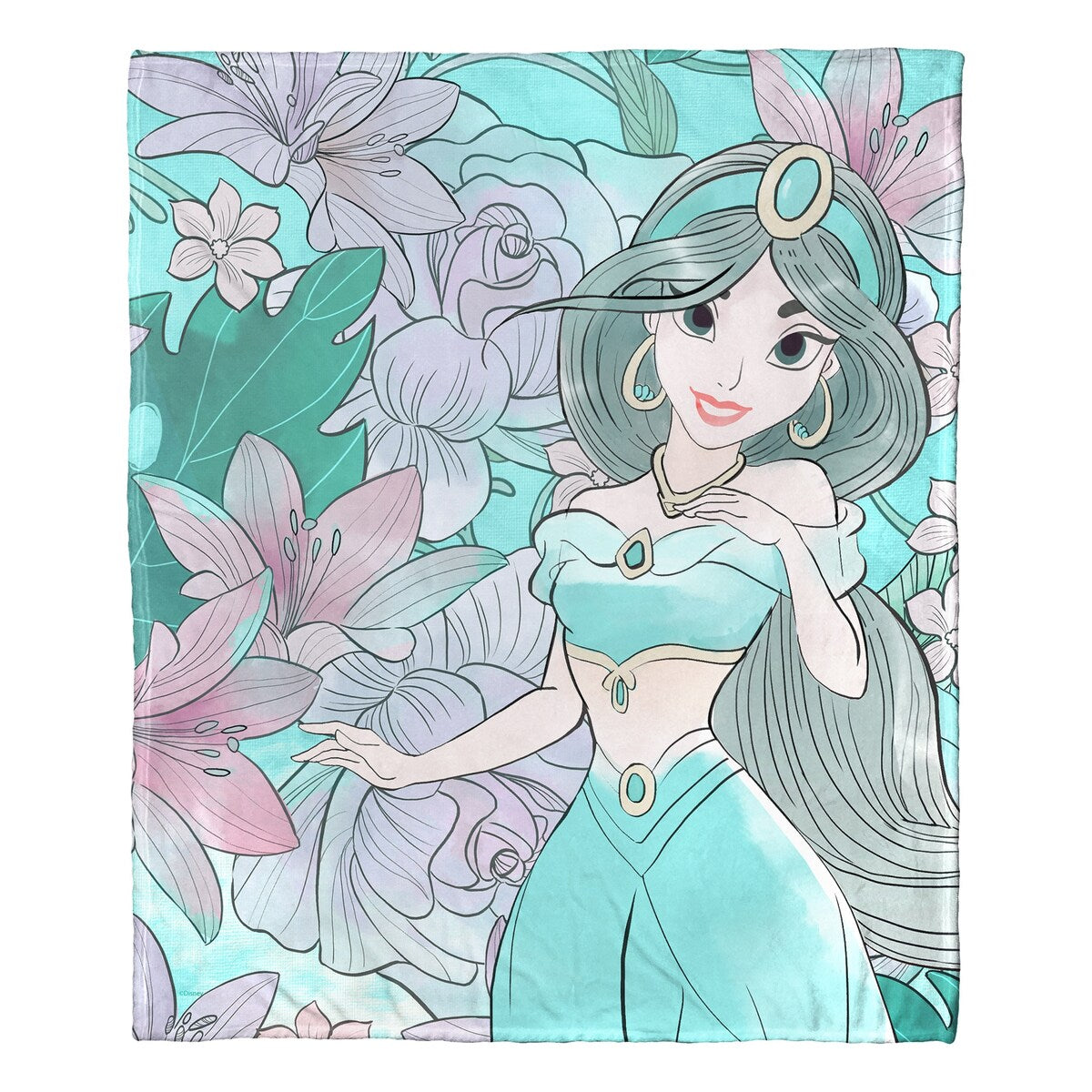 Disney Princesses Foral Fantasy Jasmine Silk Touch Throw Blanket