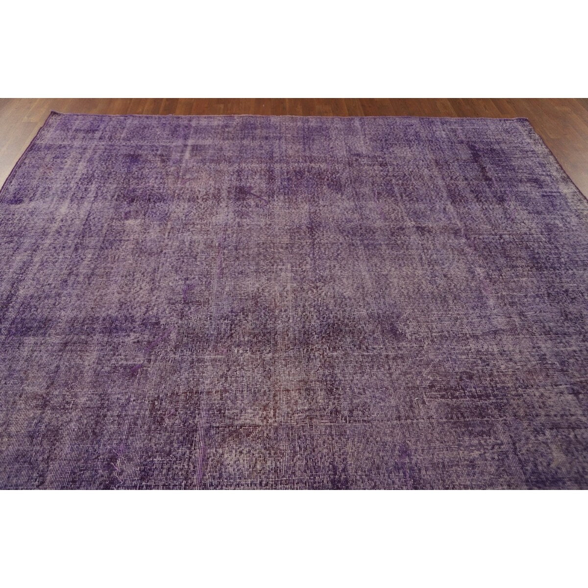 Distressed Anatolian Turkish Vintage Rug Handmade Purple Wool Carpet - 8'1" x 11'8"